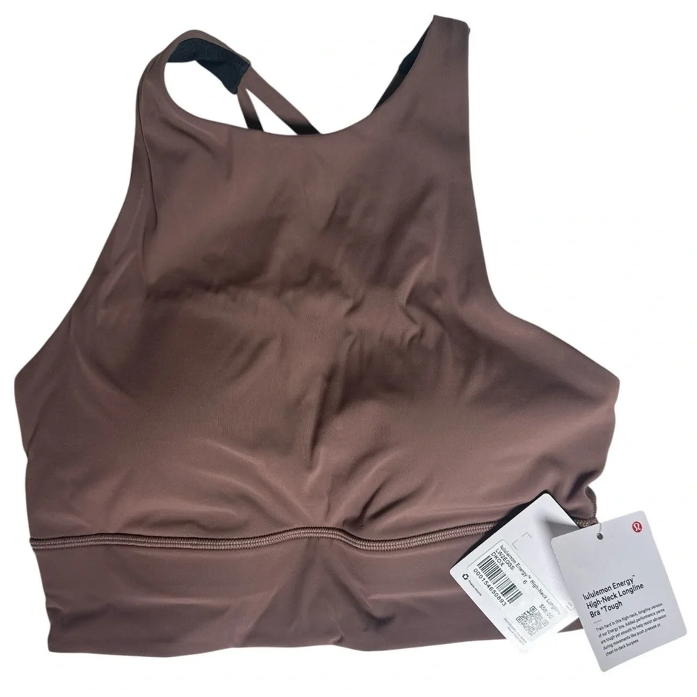 🤎 Lululemon Energy High-Neck Longline Bra *Tough NWT Size 8 Dark Oxide